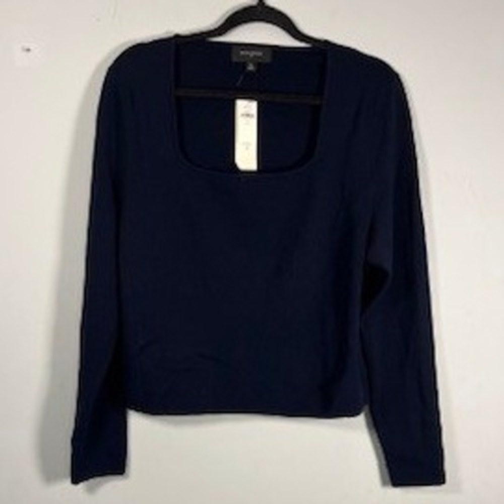 NWT Banana Republic Women's Navy Blue Square Neck Long Sleeve Blouse Shirt‎ XL